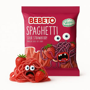 BEBETO Spagetti Sour Strawberry 70g BEBETO - Butikkom