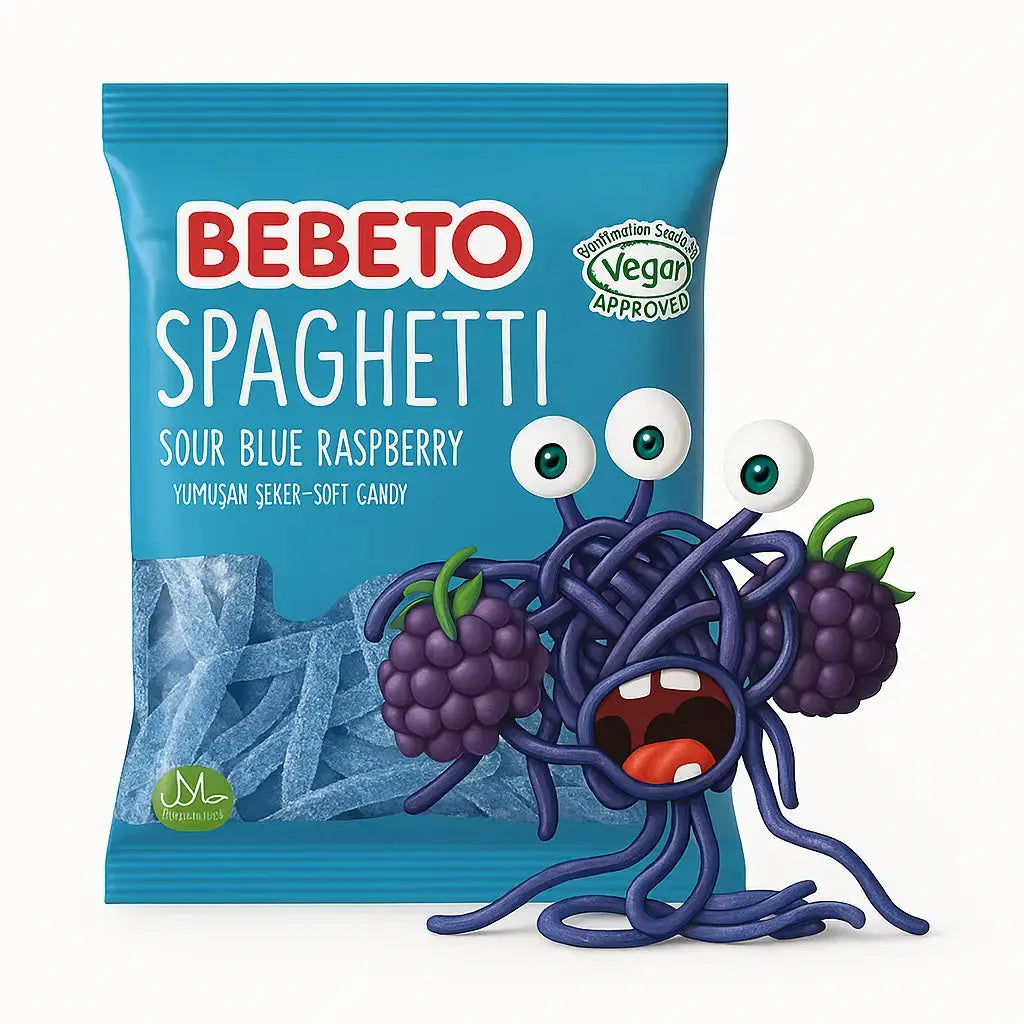 BEBETO Spagetti Sour Blue Raspberr 70g BEBETO - Butikkom