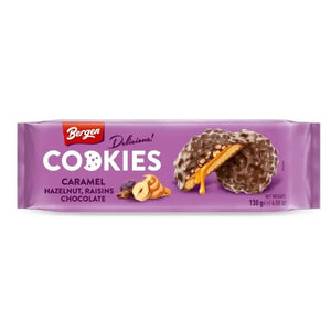 Småkager karamel, hasselnød, rosiner &amp; chokolade 130g