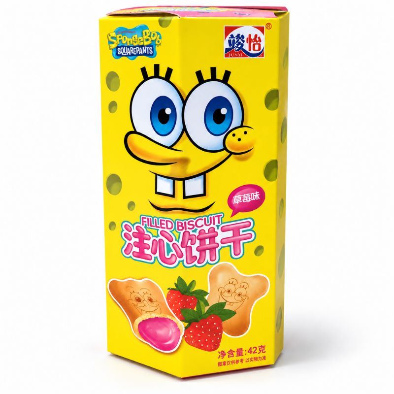 Junyi SpongeBob Strawberry Flavor Filled Biscuit 42g
