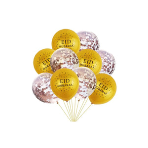Eid Mubarak balloner med konfetti, 10 stk