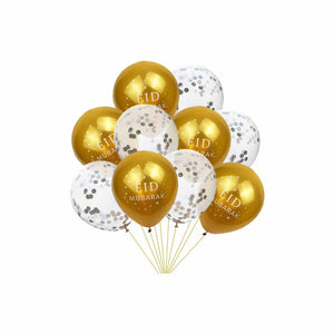 Eid Mubarak balloner med konfetti, 10 stk