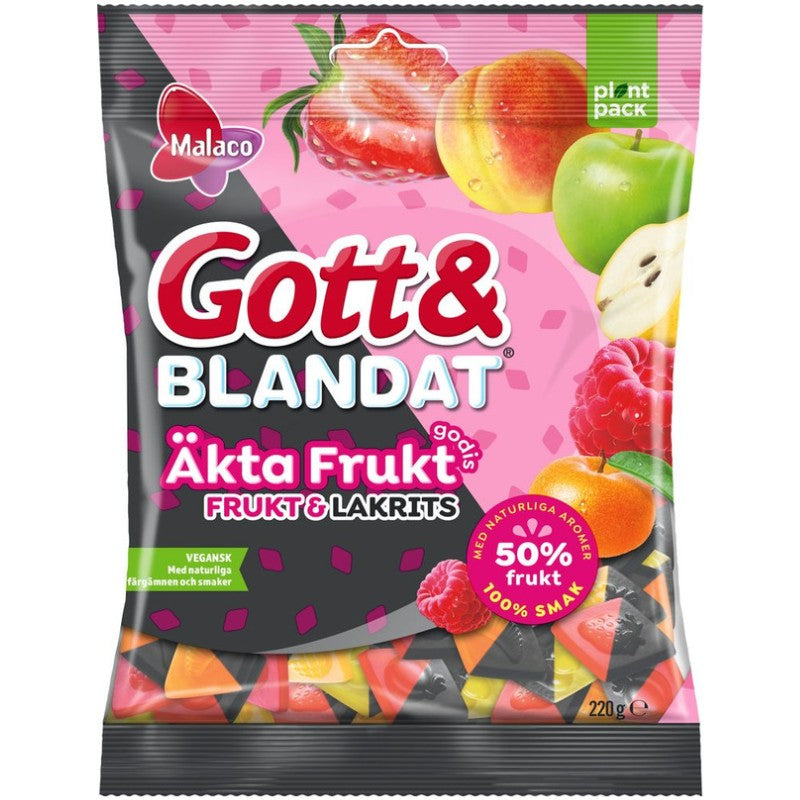 Malaco G&B Äkta Frukt & Lakrits 220g Cloetta - Butikkom